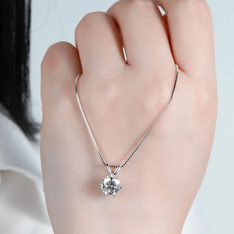Classic 0.5CT-5CT D Moissanite Pendant Necklace Adjustable Chain 925 Silver for Women with Certificate 2CT 3CT 4CT Lab Diamond - view 5