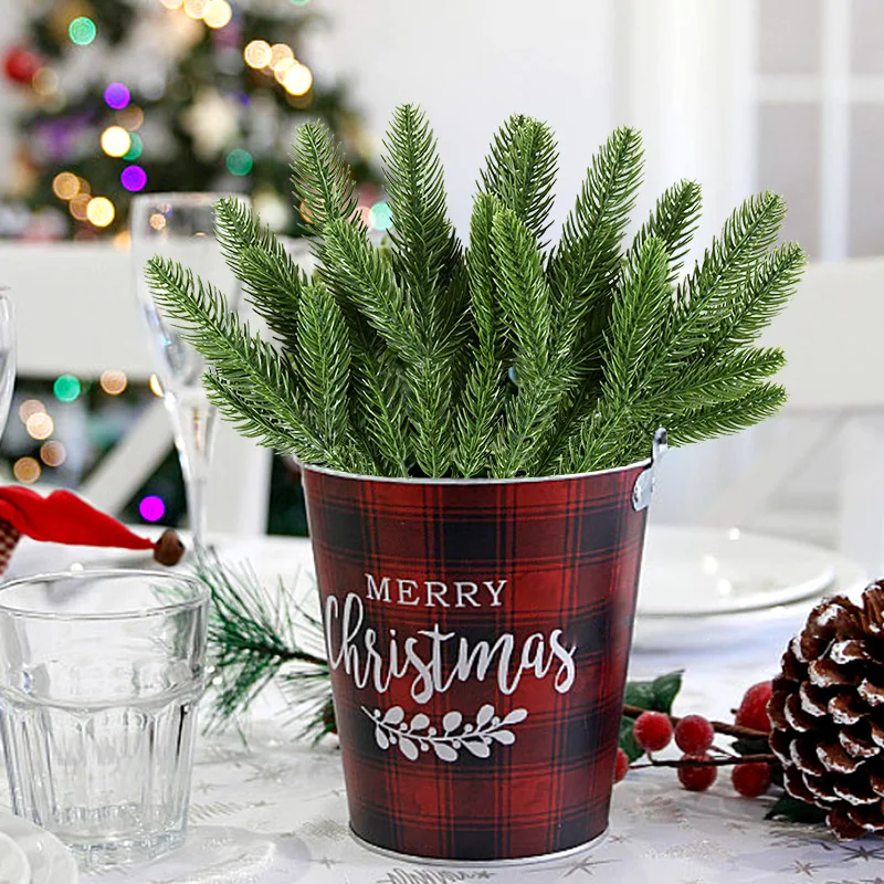 5pcs Artificial Pine Needles Branches Simulated Plant Living Room Flower Arrangement Home Decor Christmas Tree Decor Accessories