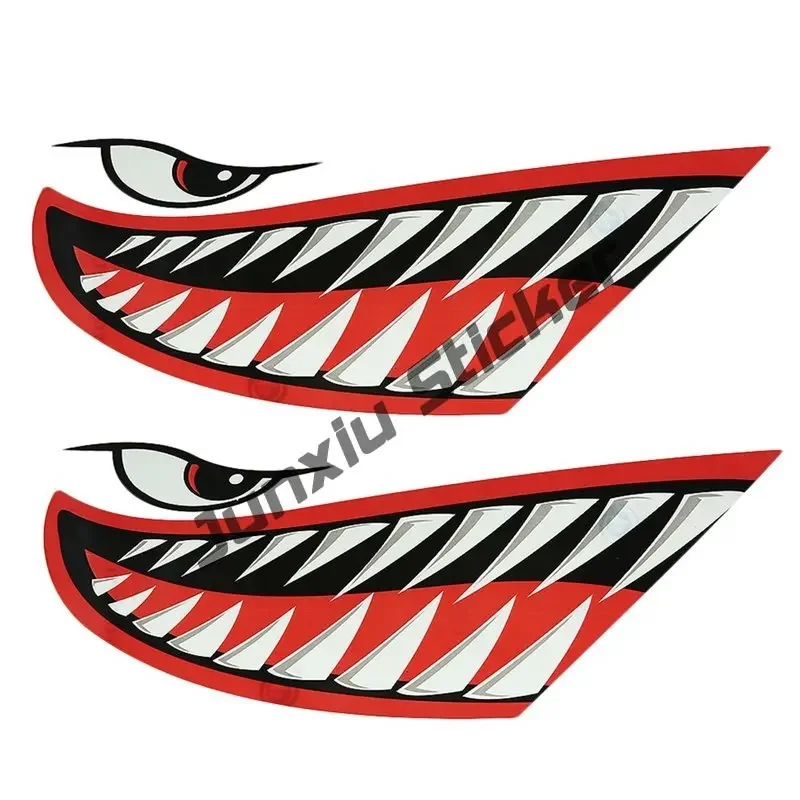 Arte de pared Warhawk Shark Tiger Sticker, accesorios gráficos divertidos para coche, Kayak, canoa, barco de pesca, camión, decoración de barco oceánico