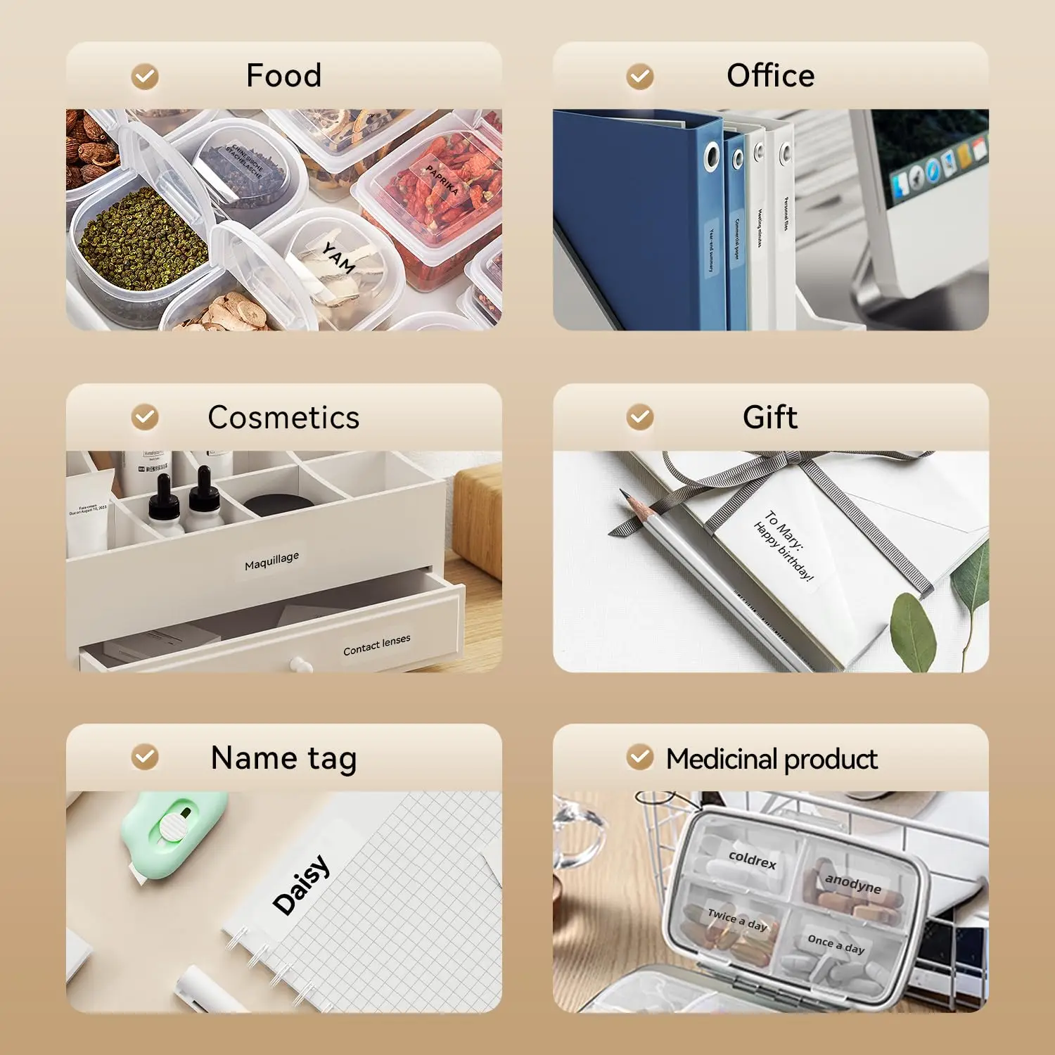 12x40/14x30mm Color on Clear Thermal Labels - Waterproof Oilproof Stickers for Kitchen/Office/Cable, Compat. Phomemo D30/Q30