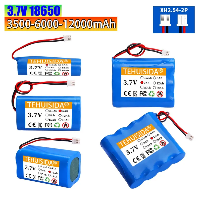 3.7V 7.4V 11.1V 12V 18650 12000mAh with wires Lithium ion rechargeable battery for Bluetooth Speaker Solar headlights accessorie