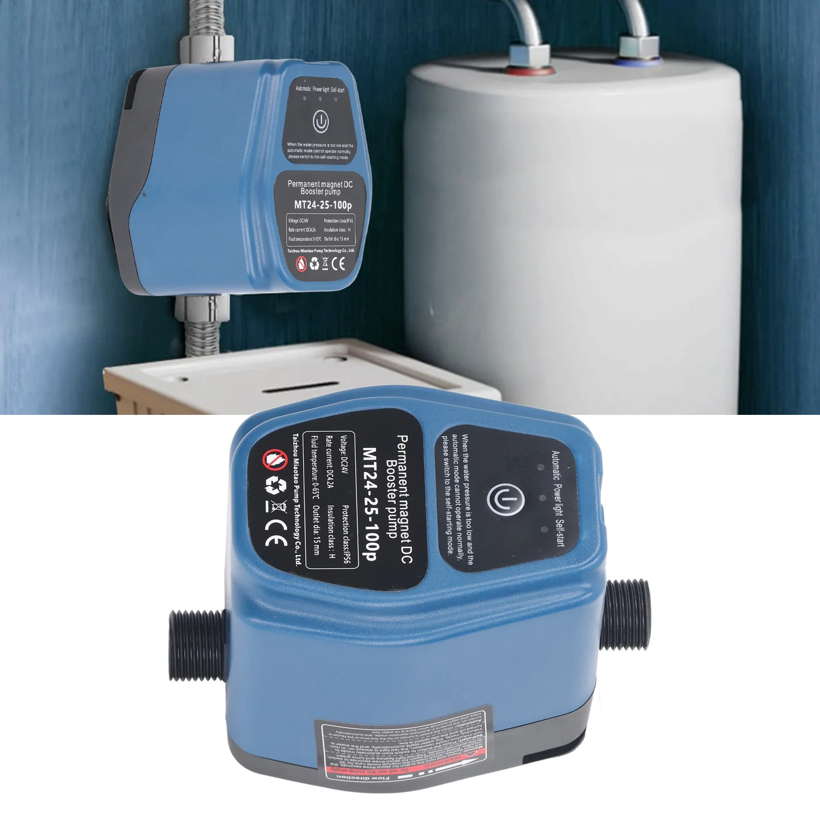 

Water Pressure Booster Pump Water Pressure Booster Pump 100W 24V 25L IP56 Intelligent Sensing Automatic Shower Booster Pump