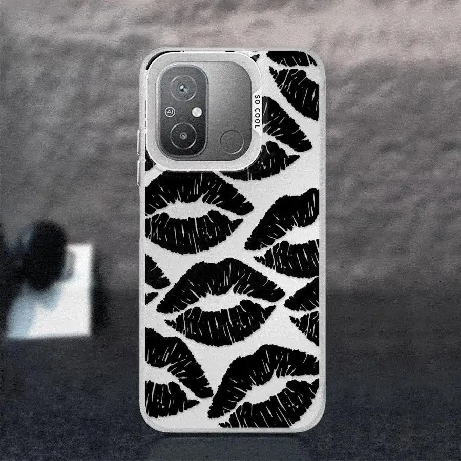 Sexy Girl Red Black Lips Kiss Phone Case for Xiaomi Redmi 12 12C 13C 5G 13 4G A1 A2 Plus A3 Poco X3 NFC X3 Pro C50 C51 C61 Cover