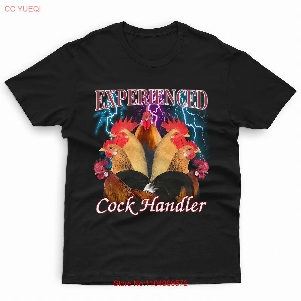 Experienced Cock Handler Funny Bootleg Retro Meme Rooster Cotton T-Shirt