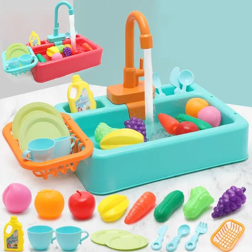 Kitchen Toy Plastic Dish Wash Sink Set Children Simulation Pretend Role Play Housework Kit Early Educational Toys for Children