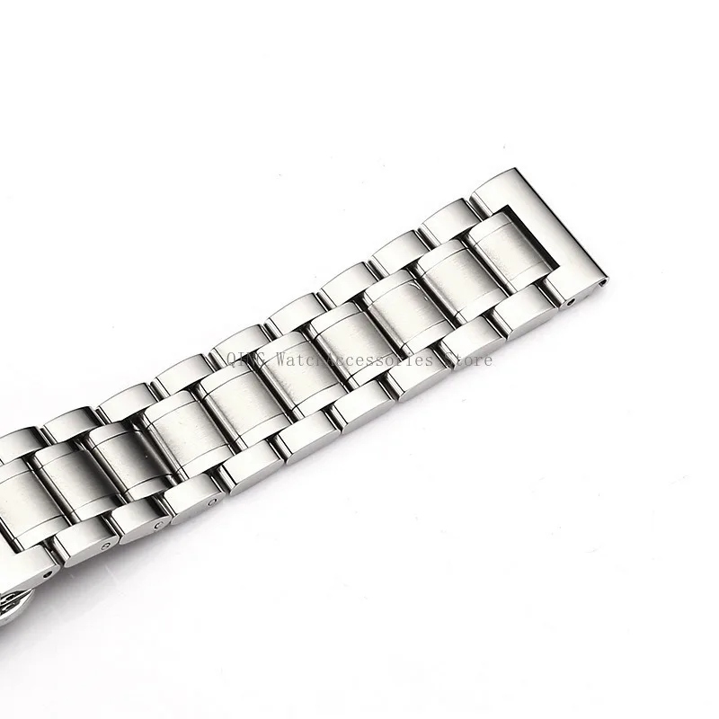Curved End Solid Stainless Steel WatchBand Universal Men Women Metal Strap Sport Replacement Bracelet Butterfly Buckle Wristband