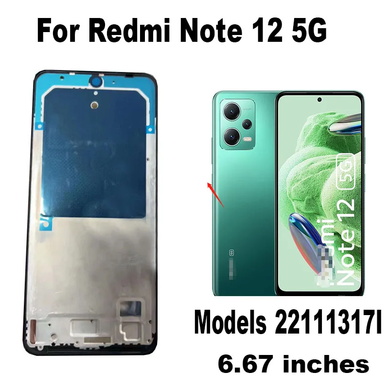 For Xiaomi Redmi Note 12 4G 5G Middle Frame Housing Case Middle Frame Bezel Middle Plate Replacement