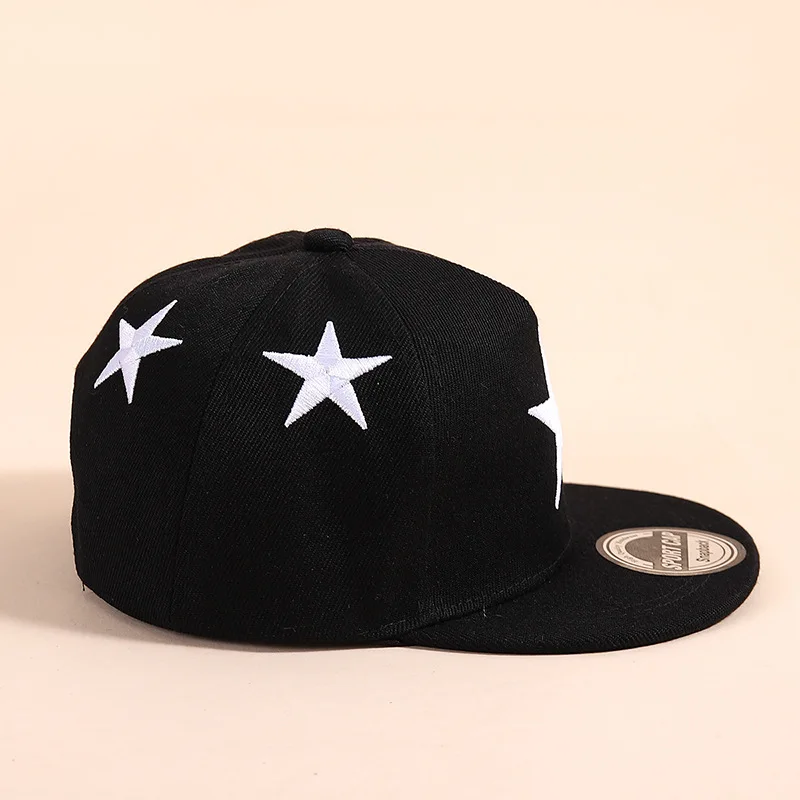 1pc children\'s five-pointed star embroidered baseball cap fashionable street hip-hop hat flat brim hat casual sun visor cap