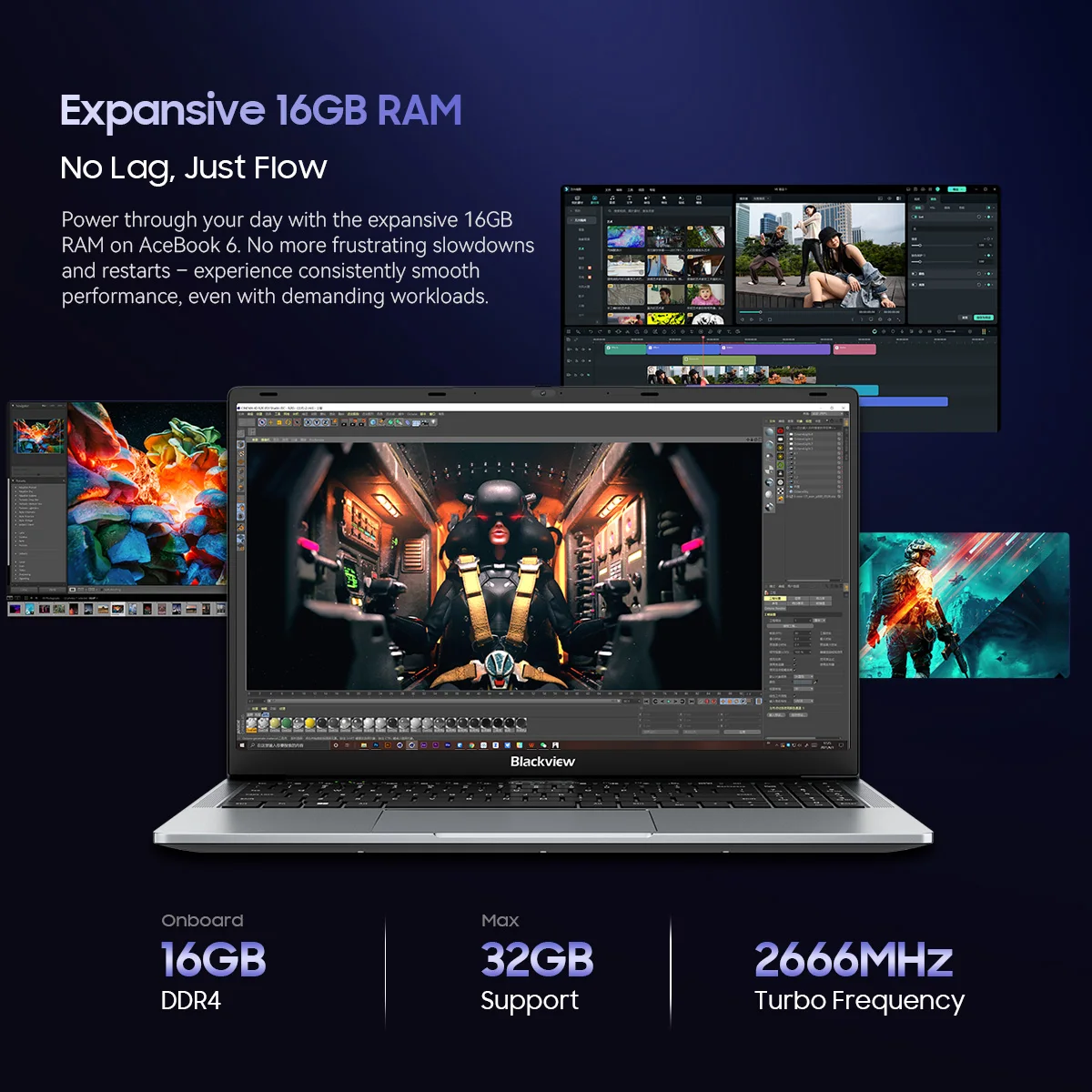 블랙뷰 에이스북 6 노트북 15.6인치 FHD+ IPS 스크린 인텔 트윈레이크 N150 CPU 16GB DDR4 512GB SSD 36Wh 배터리 윈도우 11 노트북
