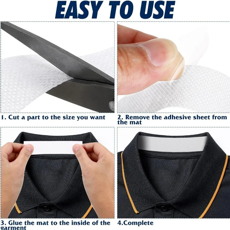 Pegatina para cuello de absorción de sudor, camisa que absorbe rápidamente el sudor, cinta para ropa, pegatinas para cuello antisuciedad, parche fino cortable con ala de sombrero