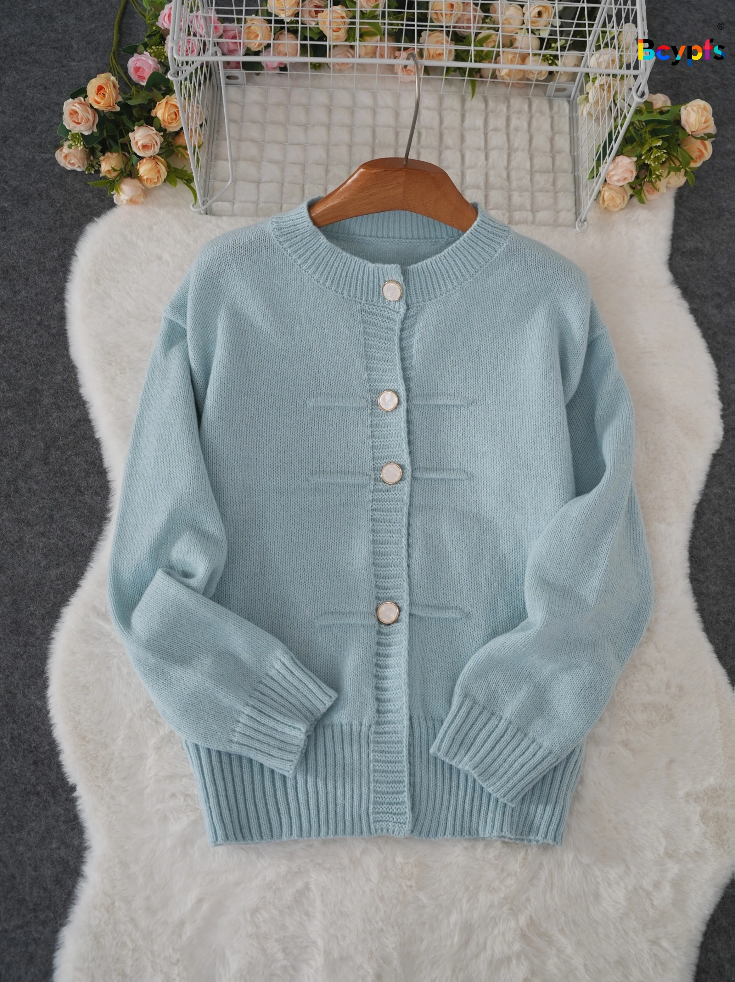 Elegant Vintage Button Small Embellishment Cardigan Sweater-Fashion Women's Tops Hot Wool Soft Knitting