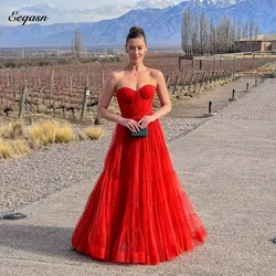 Elegant Red Evening Dresses Sweetheart Tulle A Line Event Formal Occasion Dress Long Women Vestido De Festa Customized