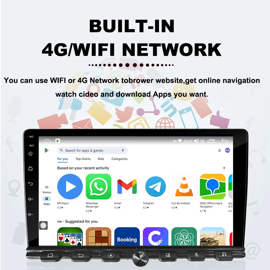 Android 10/12 Car Auto Radio 2DIn 7 9 10 Inch Multimedia Player with GPS WiFi 4G Keys For Nissan Hyundai Kia Toyota Honda Geely