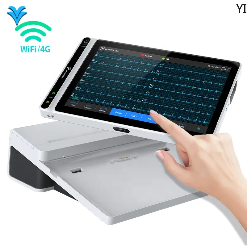 LEPU Premium Quality Touch Screen 12 18 Lead Electrocardiograph Hand Held WIFI Wireless ECG EKG Machine With AI-ECG Platform