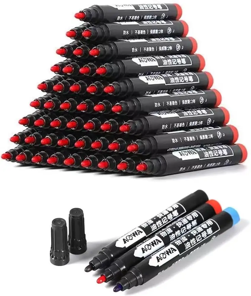 5-50Pcs Waterproof Oil-based Marker Pen Markers Black Blue Red Ink for Glass Metal Stationery Art Drawing Office School Supplies - view 6