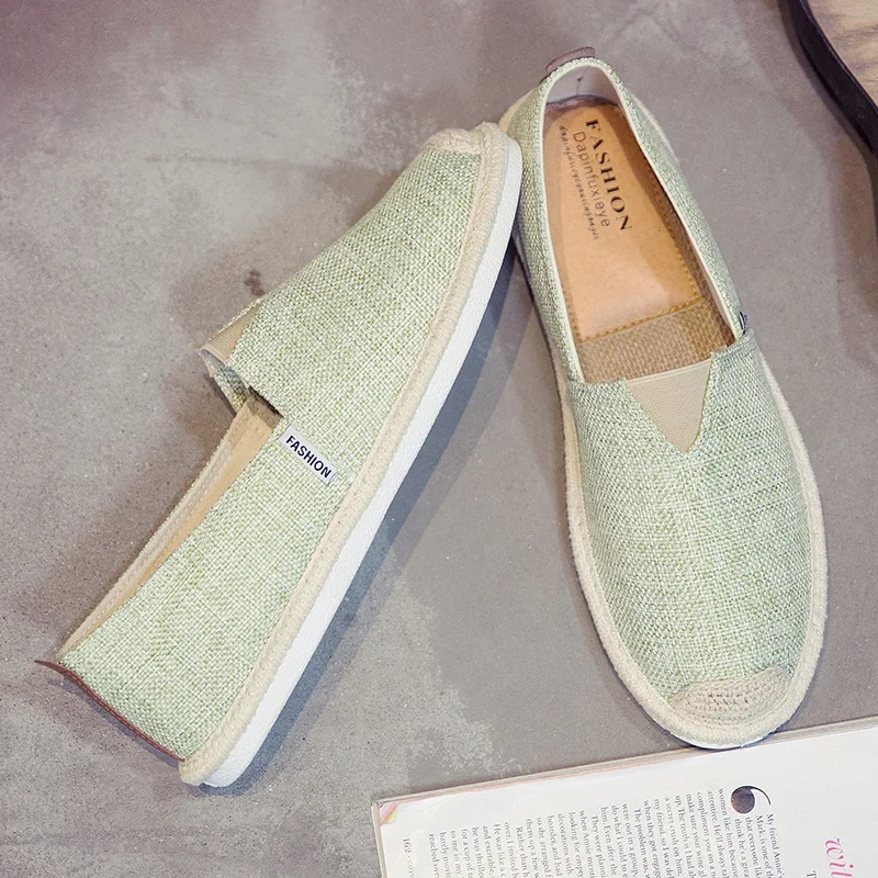 Espadrille Shoes Flax Loafers With Fur Slip-on Shallow Mouth Casual Female Sneakers Round Toe Summer Linen Slip On Lace-Up Micro