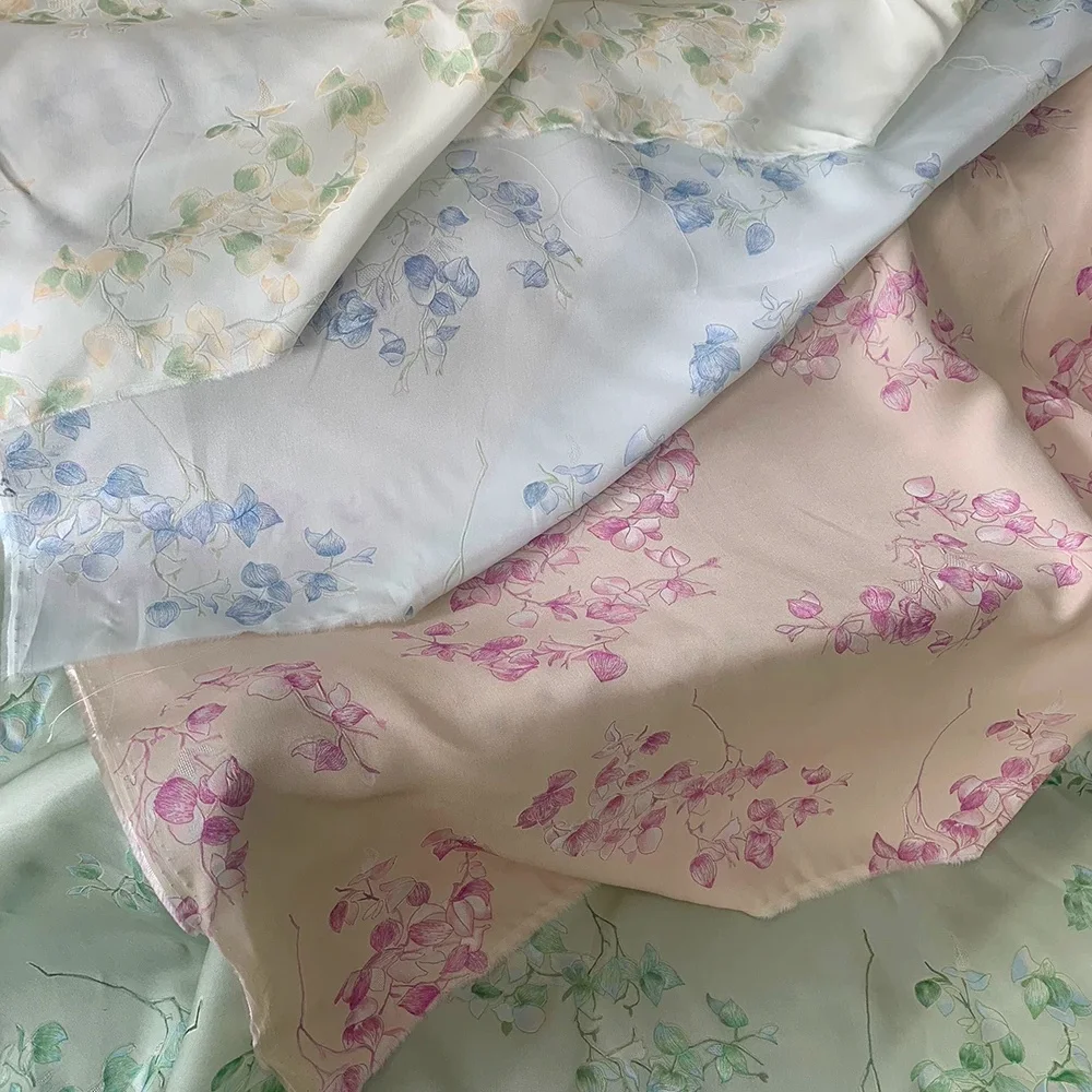 Lovely Good Texture Small Flower Pattern Silk Jacquard Fabric for Women Kids Dress Children Clothing Cheongsam Bag Decoration