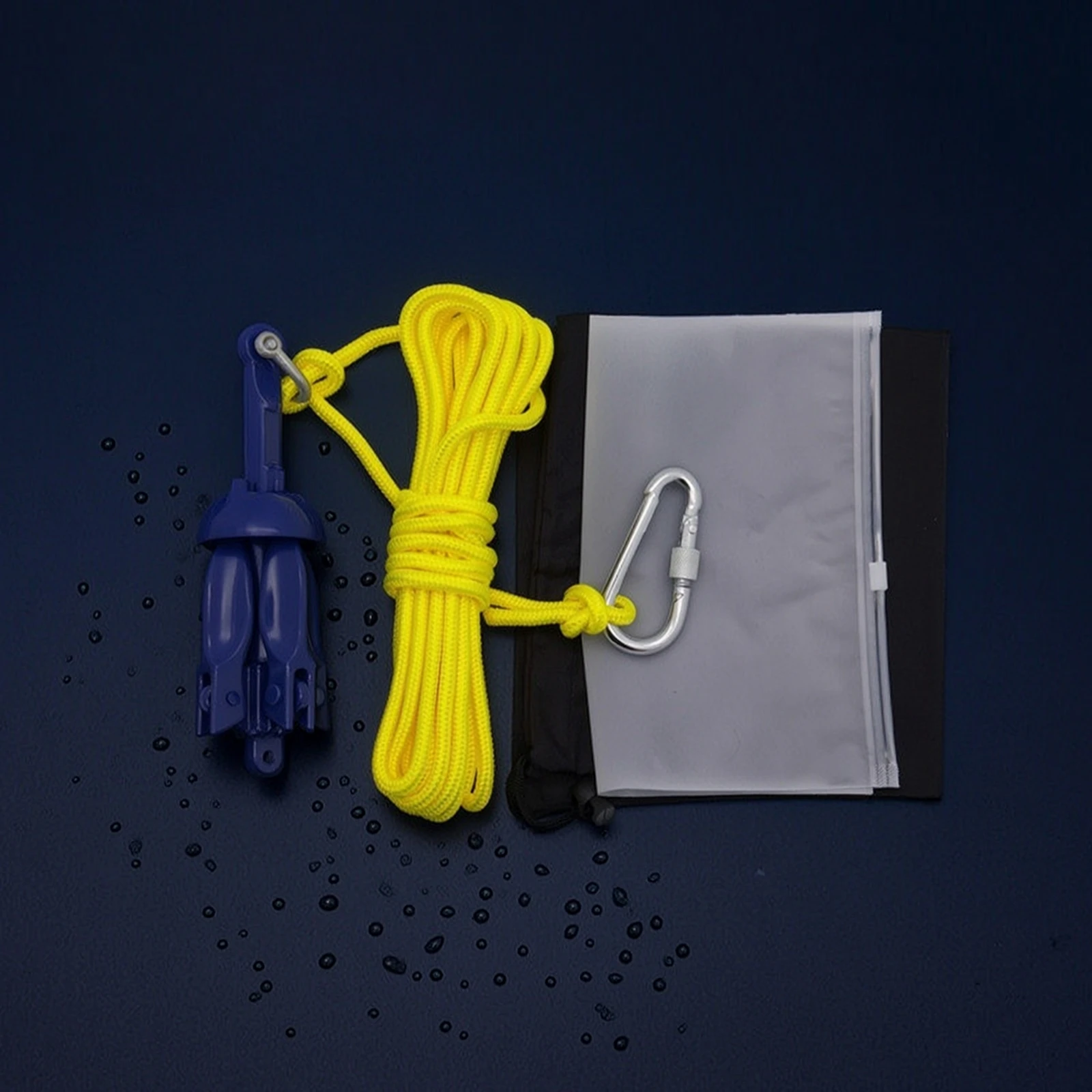Kayak Anchor Kit Foldable Boat Anchor Kit with Rope Lightweight Compact for Kayakers, Kayaks, Inflatable Boats