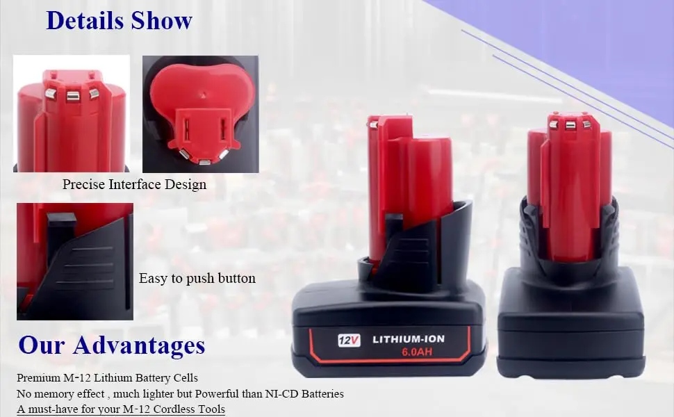 Náhradní baterie 12V 6,0Ah, 1 ks, Milwaukee M12, 48-11-2440, 48-11-2402, certifikace FCC CE RoHS - náhled 3