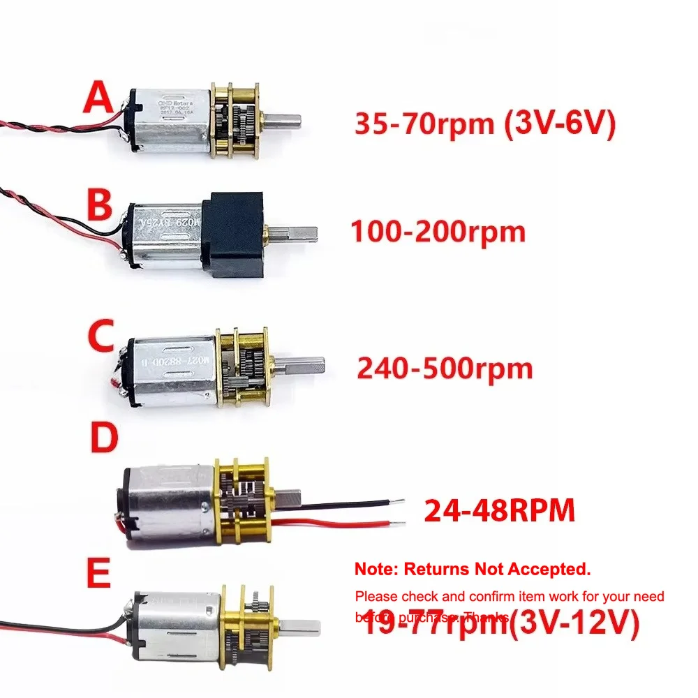 Mini-Motor GA12-N20 DC 3V 6V 12V Mikro-Metallgetriebemotor Zahnradgetriebemotor: 50 U/min, Spannung: 6 V) (Color : 12v, Size : 15RPM
