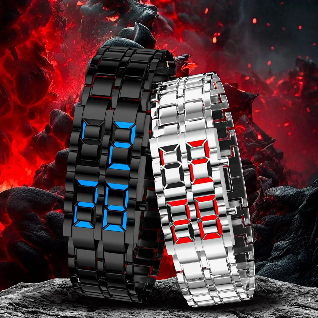 

Mens LED Wristwatch Stylish Men's Digital Watch Large Screen Electroplated Design Lightweight Stainless Steel Digital Clock