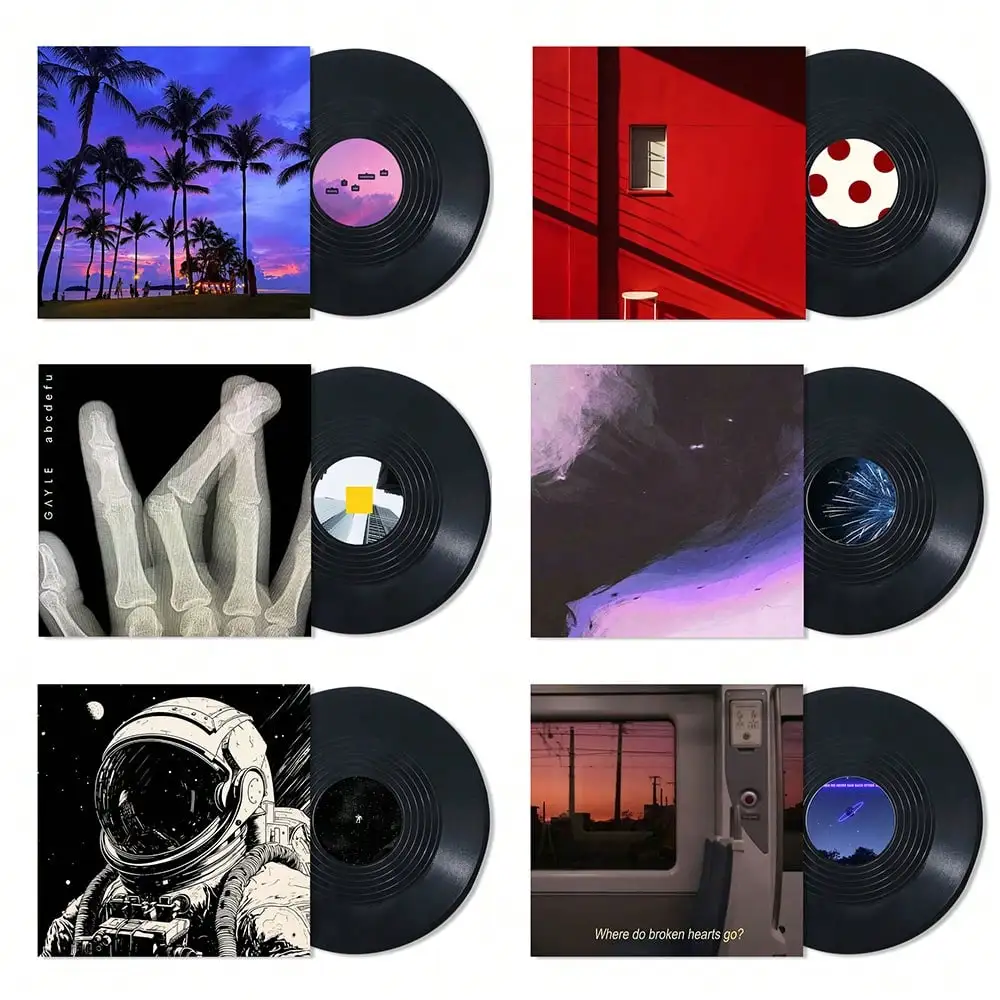 1/3/6Pcs Antique Vinyl Simulation Record Album Envelope Room Living Room Bedroom Bar Wall Decoration Ornament Photography Props
