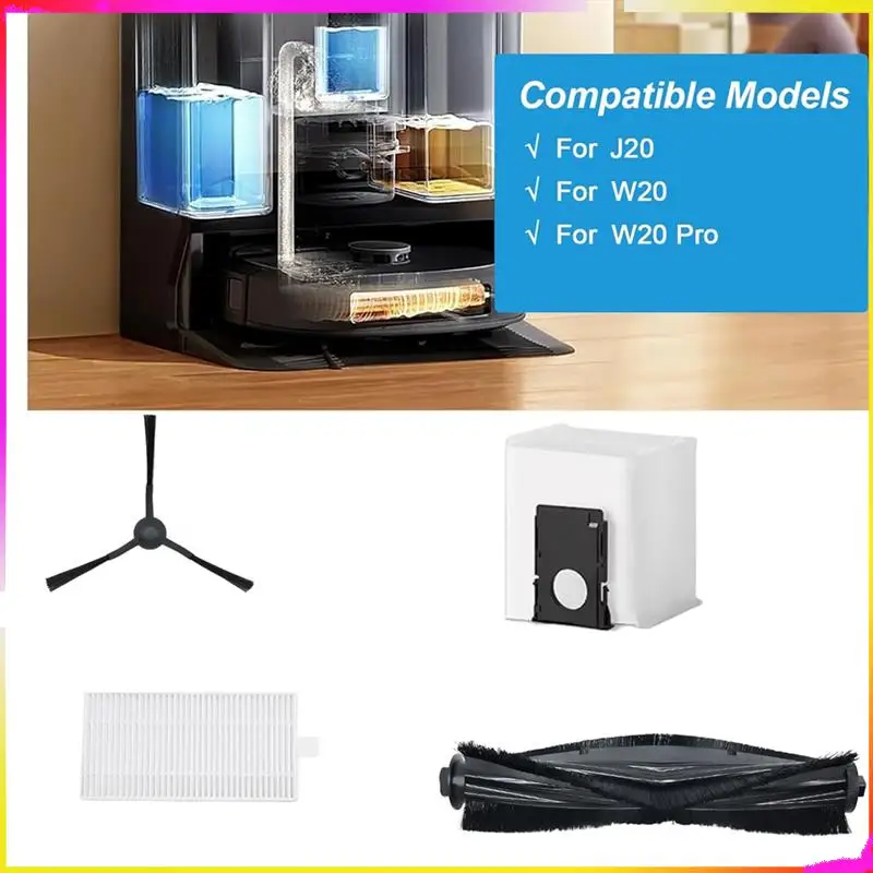 M04K For Eureka J20, For Midea W20 W20 Pro Robot Vacuum Cleaner Main Side Brush Hepa Filter Mop Cloth Dust Bags Accessories