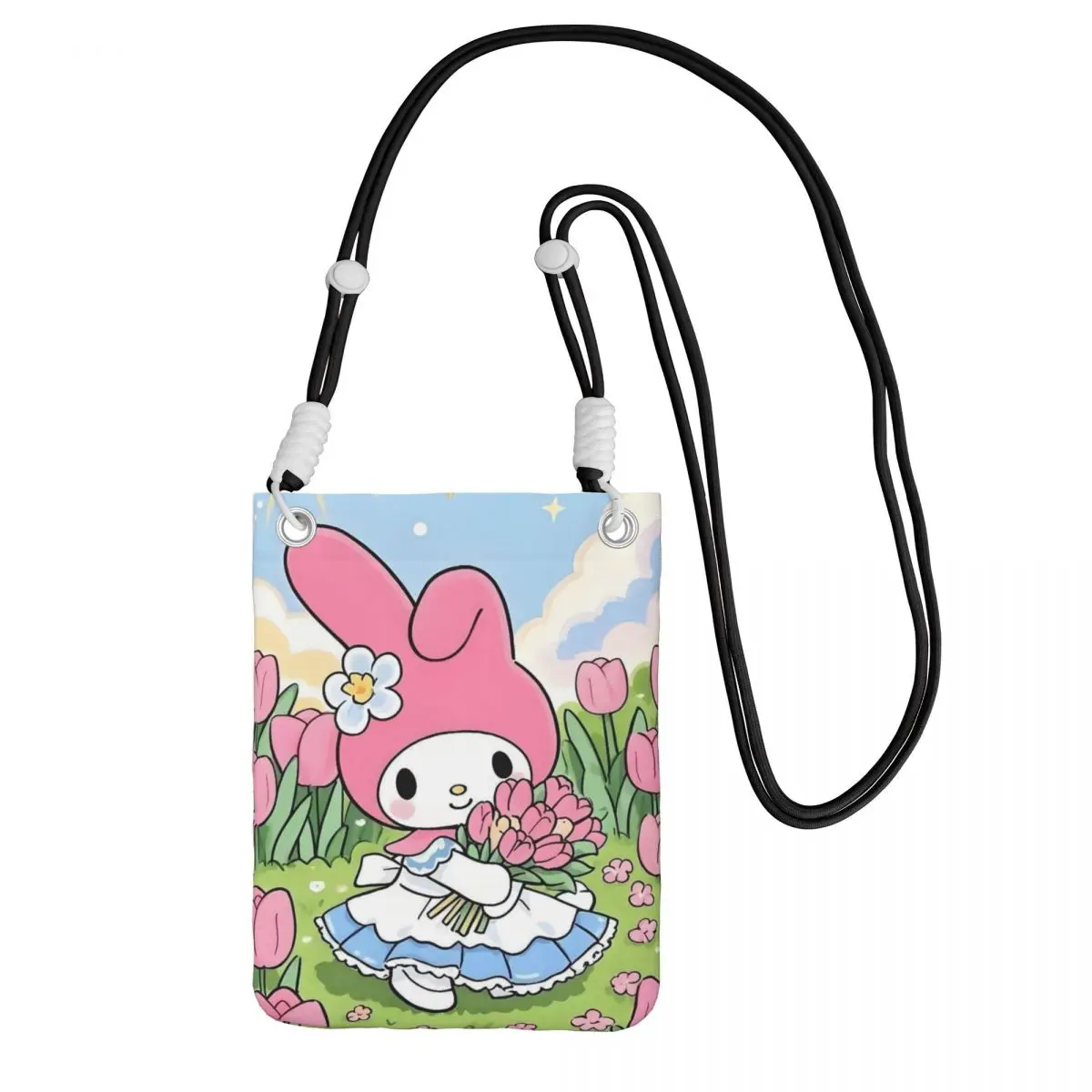 

Custom Cool Melody Mobile Phone Bag Women Men Cute Rabbit Shoulder Crossbody Bag City Walk Detachable Shoulder Strap