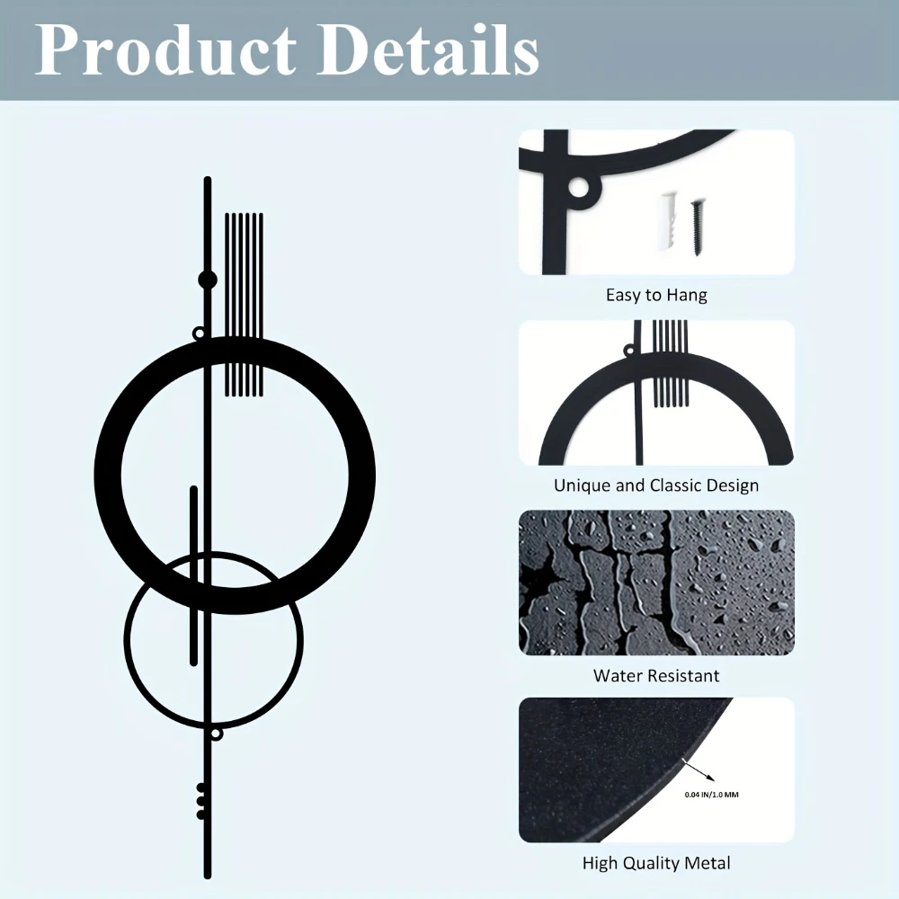 Decoración de pared de Metal, arte colgante, minimalista, abstracto, hueco, Vertical, esculturas de pared, pegatina de pared geométrica