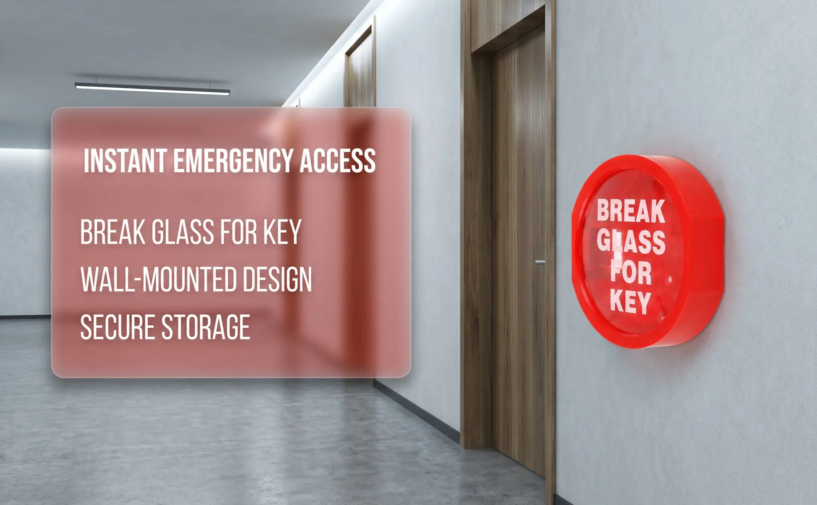 2Pcs Emergency Key Storage Box with Linkage Feature Break Glass Wall-Mounted Fire Safety Lock Box for Vacation Home