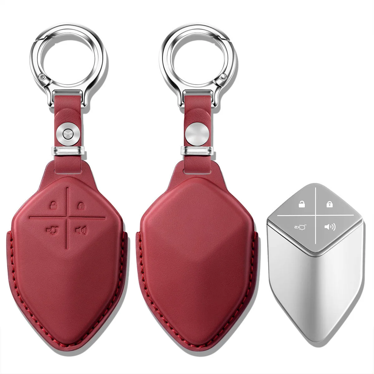 New Top Layer Leather Car Key Case Cover Keychain For Changan Deepal S7 S07 SL03 S05 S09 G318 2024 2025 Auto Key Bag Accessories