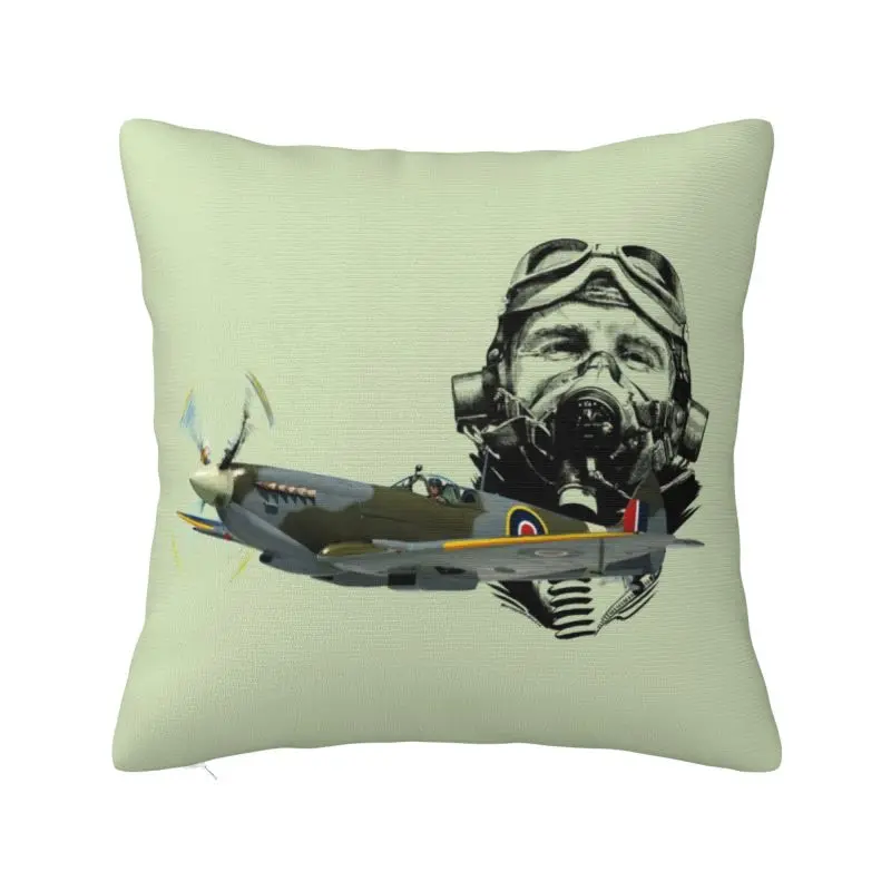 Pilot Spitfire Pillow Case 45x45cm Decorative Air Fighter Army Helmet Modern Cushion Cover Square Pillowcase