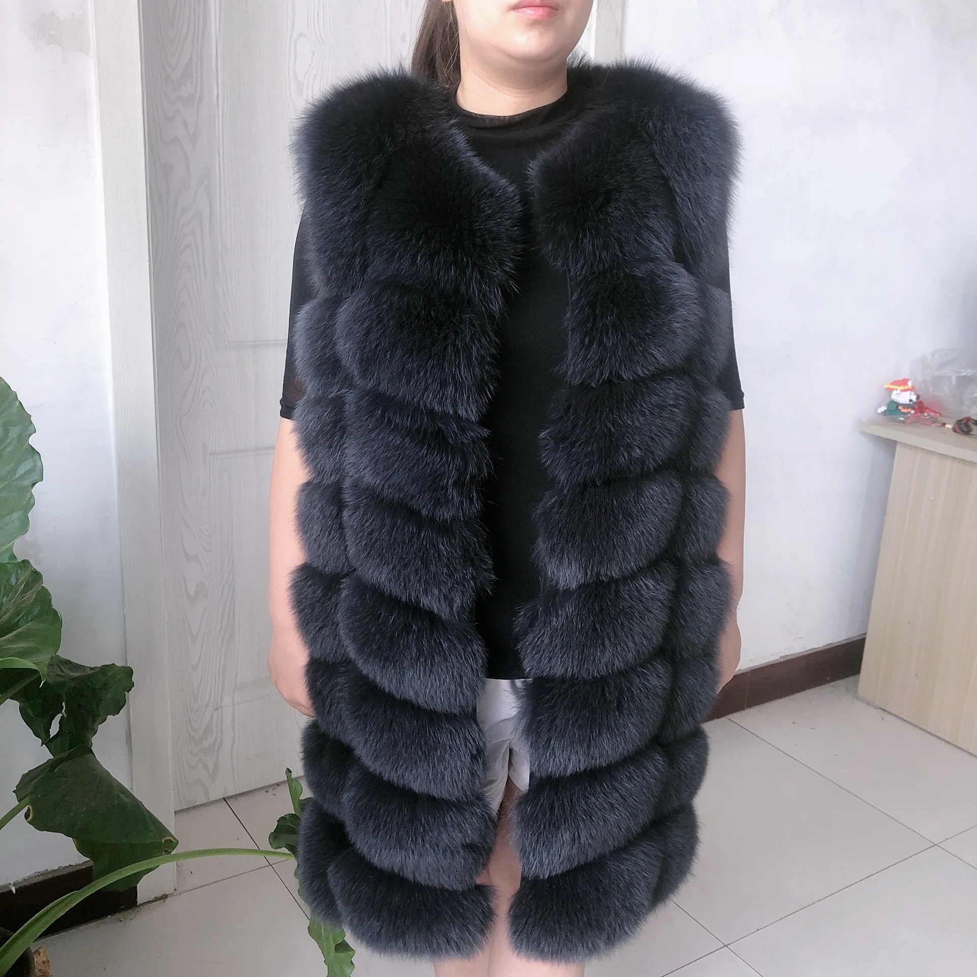 Natural Fox Fur Vest Lady Warm Vest Multicolor 100% Natural Fur Coat fox fur vest real fur vests sleeveless real fox fur coats