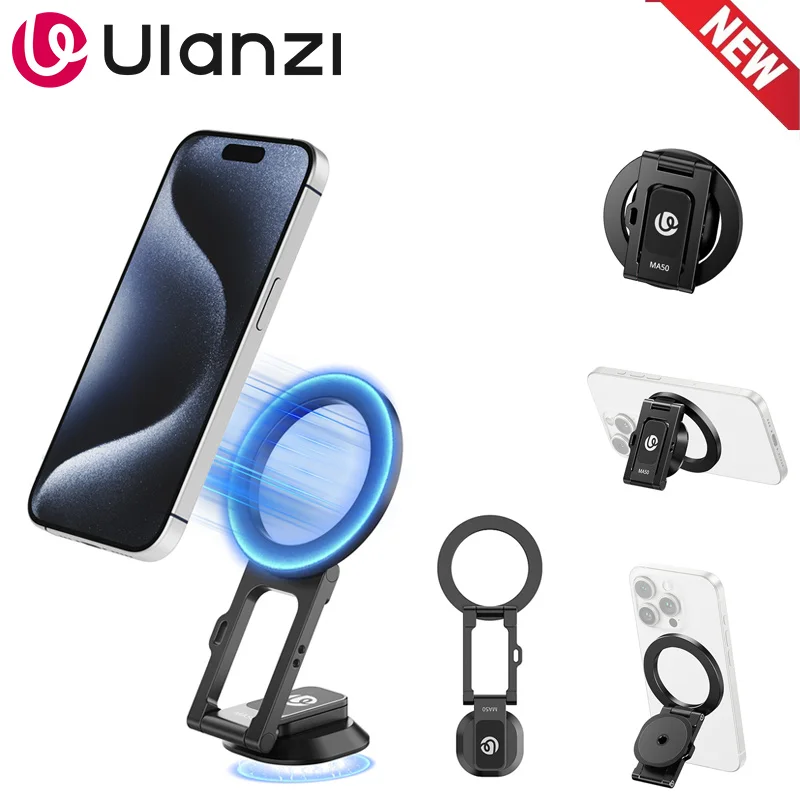 Ulanzi MA50 Magnetischer Telefonhalter, Ständer, faltbar, Magnet-Clip-Klemmhalterung für Stativhalterung, Macsafe iPhone 15 14 13 12 Samsung