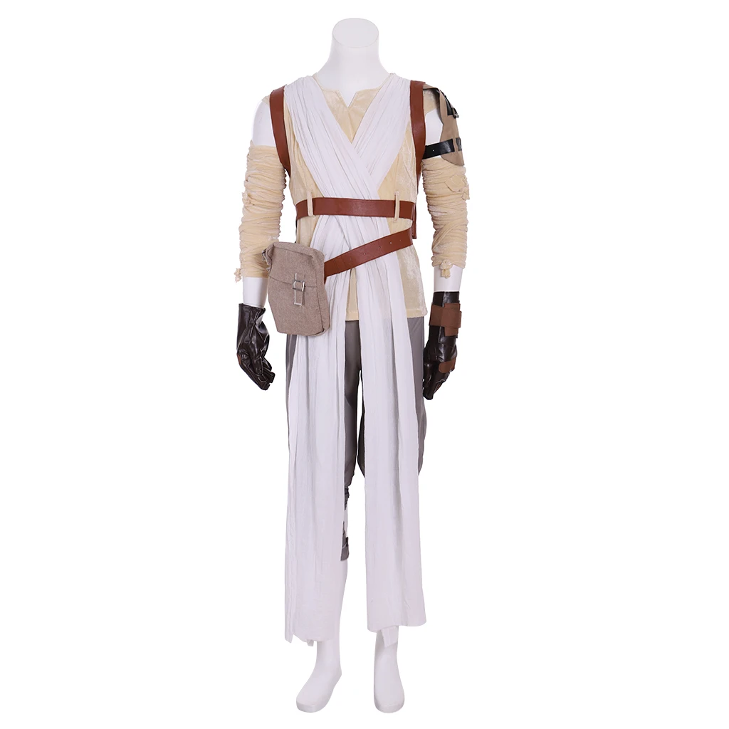 영화 SW 레이 코스프레 코스튬 여성용 상의 바지 숄 의상, 액세서리 포함, 할로윈 파티 쇼 세트