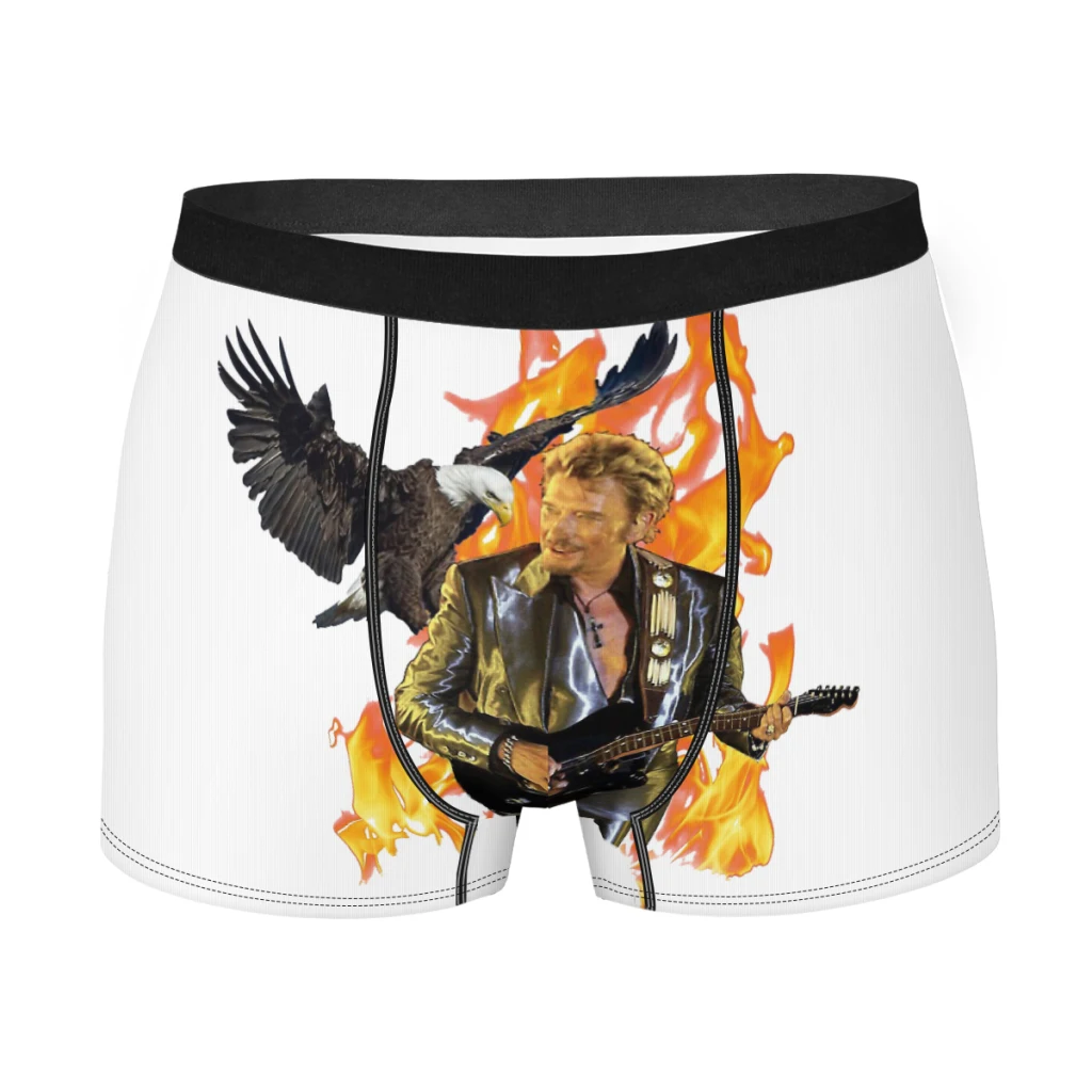 

Flames Johnny Hallyday Rock and roll in France Underpants Homme Panties Man Underwear Sexy Shorts Boxer Briefs