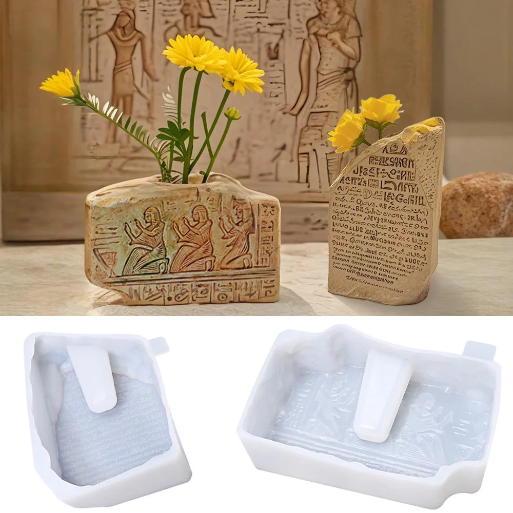 

Egyptian Mythology Stele Decorative Vase Plaster Mold Rosetta Stone Decoration Silicone Mold Candle Making Diy Epoxy Resin Mold