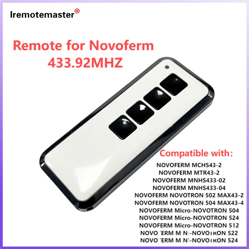 

For For NOVOFERM Mini-Novotron 522 Design Remote Control Rolling Code 433.92MHz NOVOTRON 502 MAX43-2, 504 MAX43-4