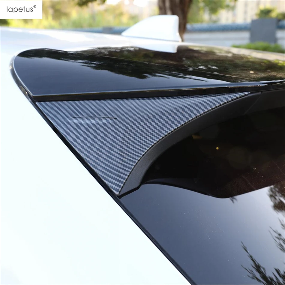 For Toyota Venza / Harrier 2021 - 2024 ABS Chrome Carbon Fiber Black Car Rear Tail Window Sequins Panel Spoiler Decor Cover Trim