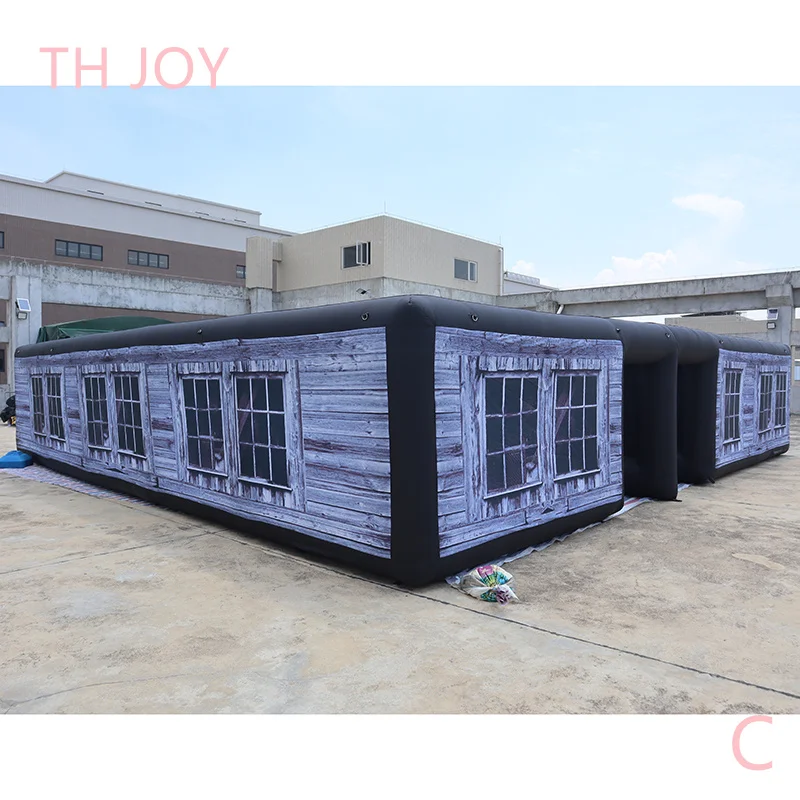 fast air shipping,33x33ft outdoor big inflatable haunted house escape room, digital printing inflatable maze tag game course