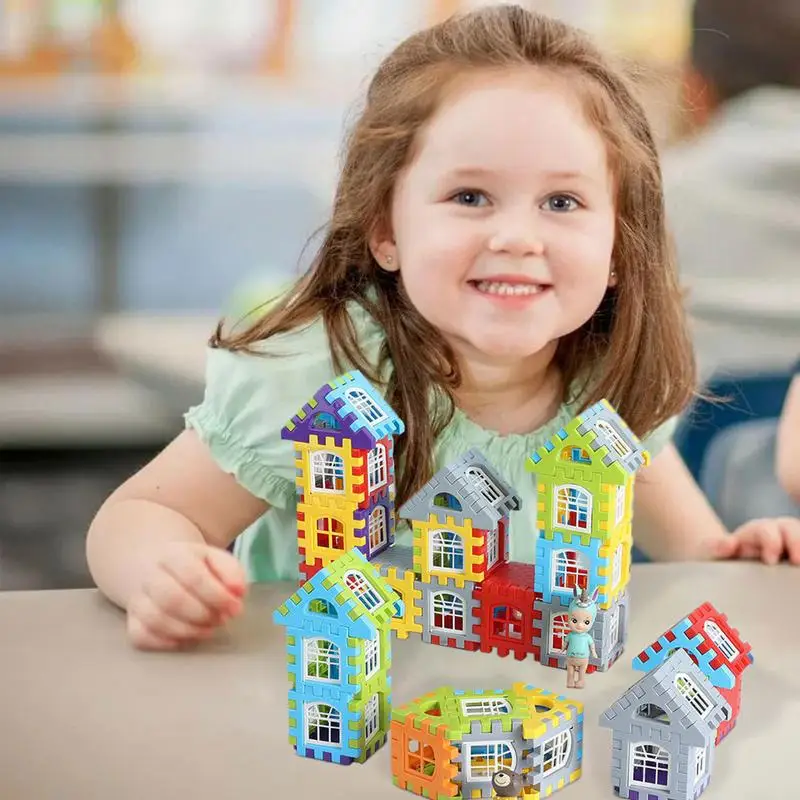 Interlocking Building Block Set Preschool Educational Construction Kit Colorful Interlocking Building Blocks For Children Logic