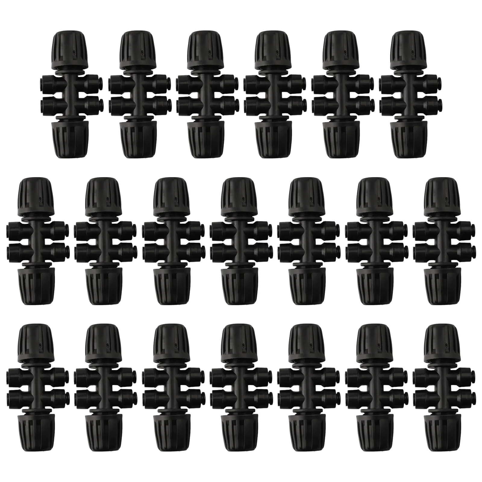 Drip Irrigation System Components 20 Pack of 6 Way Barbed Tee Connectors for Gardening and Landscaping Applications