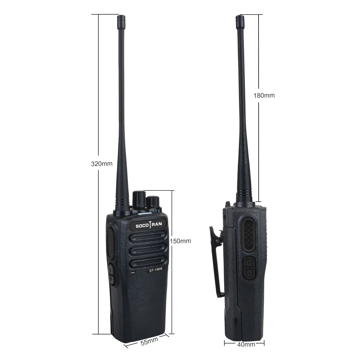 SOCOTRAN ST-1908 Commercial FM Two Way Radio UHF400-520MHz 7W 16CH 2200mAh Type-C Charging Walkie Talkie