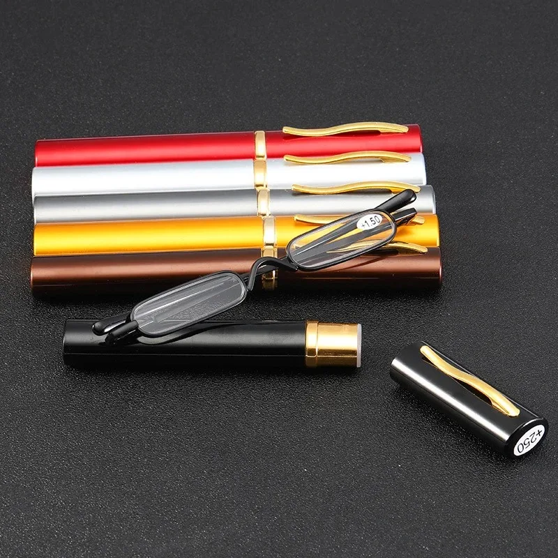 Neue Mini Super Schmale Falten Lesebrille Frauen Männer Tragbare Container Presbyopie Stift Gläser Mit Box + 1 + 1,5 + 2 + 2,5 + 3,0 – Detail 6