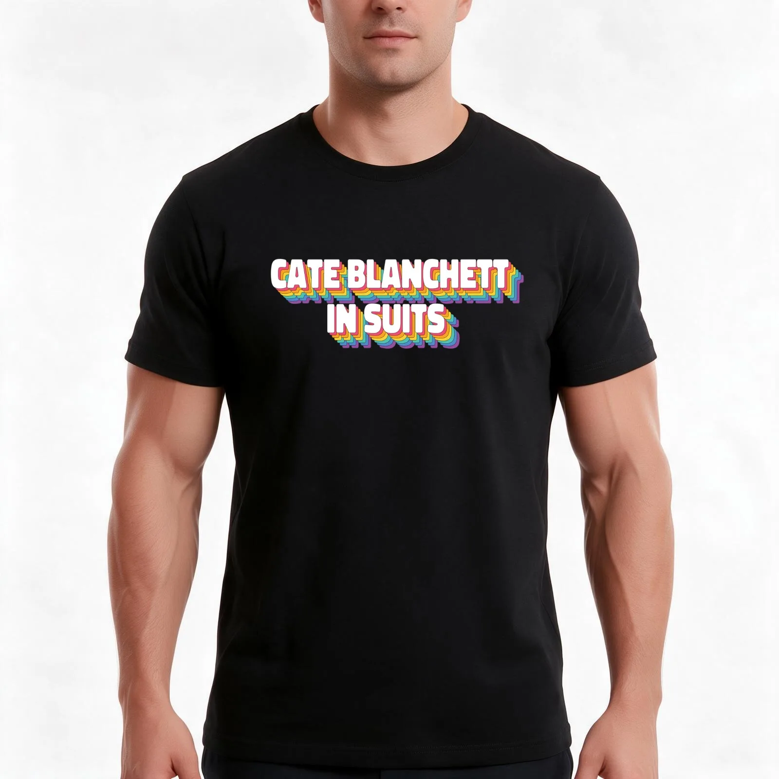 Cate Blanchett In Suits T-Shirt, Summer Casual Cotton Tee, Oversized Streetwear Tops, Vintage Graphic Print, Unisex Men Women