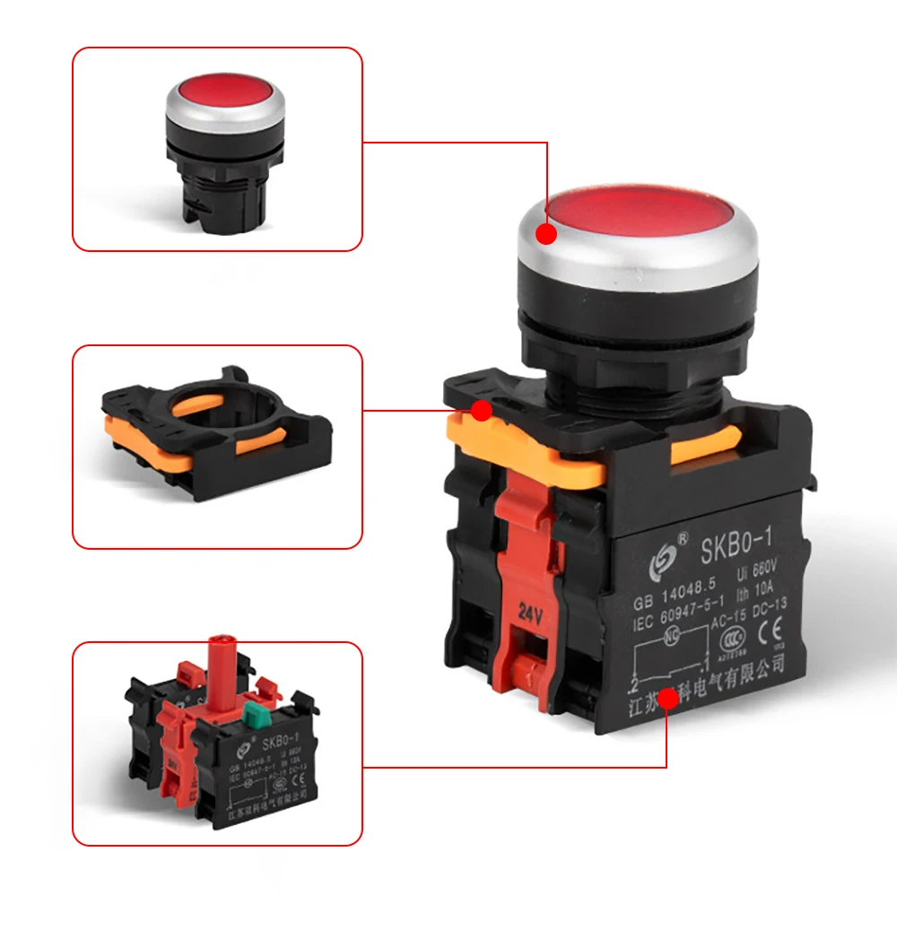Hunst 22 mm hochwertiger Druckknopfschalter mit Silberkontakt, für Lasermarkierungsmaschinen und CO2-Laserschneid- und Graviermaschinen. – Detail 7
