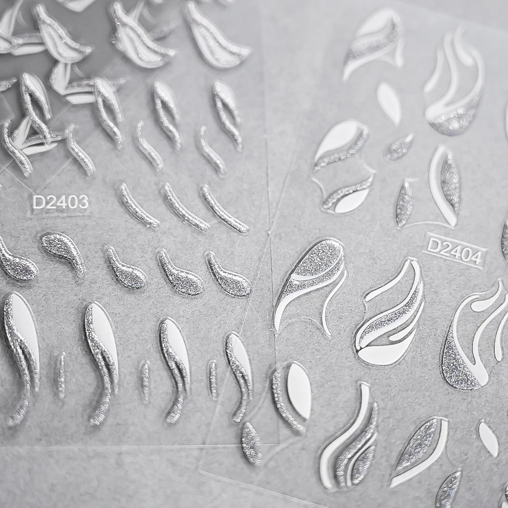 1 Uds. Pegatinas 3D de líneas de brillo francés para decoración de uñas, pegatinas láser doradas/plateadas onduladas autoadhesivas con raya deslizante, calcomanías de manicura de lujo *