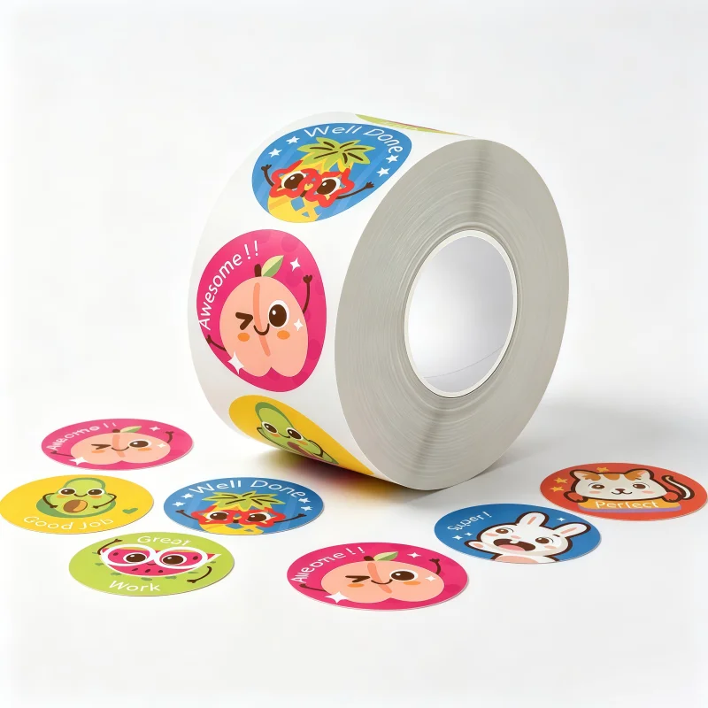 500Pcs/Roll 25mm Round Dot Stickers Sweet Fruit Mix Animal Pattern for School Supplies Home Decor DIY Craft Decoration