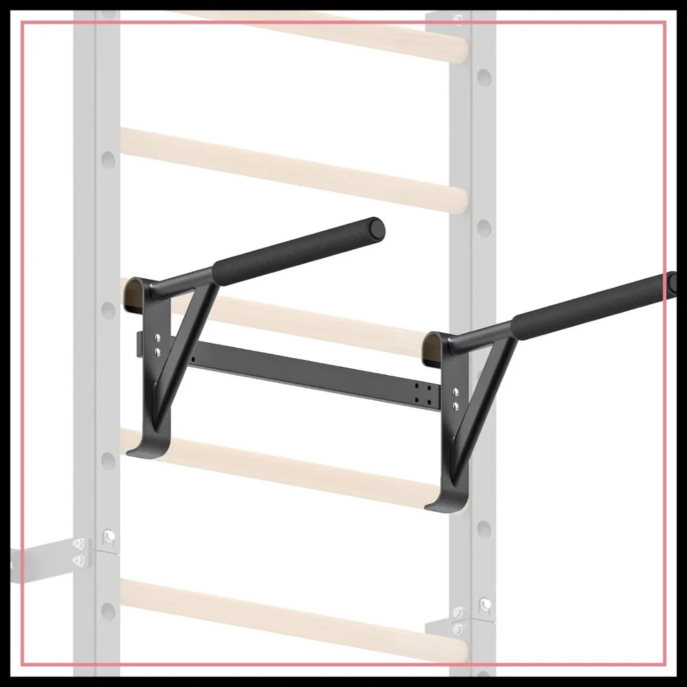 Wandmontierte Gymnastik-Stange - 2x2 Schwedische Leiter mit 1 Loch, Klimmzugstange, Suspension Trainer, Massivholzgriffe für das Home-Gym