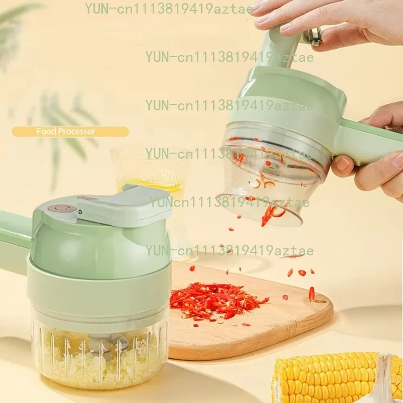 4in1 Wireless Electric Food Chopper, USB Rechargeable Mini Vegetable Slicer Garlic Masher